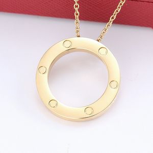 Damen-Designer-Halskette, einfacher Anhänger, luxuriöser Modeschmuck, Titan-Stahl, Kreis-Anhänger, Jahrestag, Schlangenkette, Diamant-Anhänger, Geschenk, Gold, Rosé-Silber