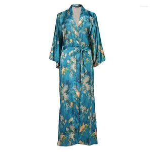 Abbigliamento per il sonno femminile di grandi dimensioni xl xl xl xl per donne satinate primaverila stampa di lingerie fiore kimono abito da cambio da cambio da cambio