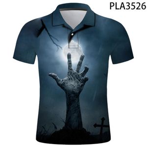 Polos Polos Printed Horror Homme Summer Short Sleeve Men Fashion Hasual Harajuku koszulki uliczne Hombre Camisas de Cool Ropa