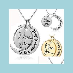 Pendant Necklaces 2 Styles Fashion Necklace Moon I Love You To The And Back For Mom Sister Family Pendant Link Chain Drop De Yydhhome Dh8Ai