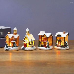 Party Decoration Christmas Scene Village Houses Town With Warm White Led Light Prydnad Kids Present For Home Decor