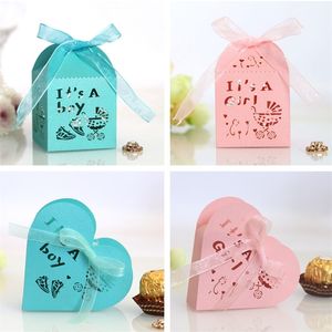 Opakowanie prezentów 50pcs To chłopiec pusta serce Candy Dragee Opakowanie Pakowanie Wedding Kardboard Chocolate Cookie Torby Prezent