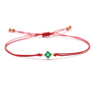 Charm Bracelets Simple Green Stone Thin Cord Braided Bracelet Women Men 2022 Fashion Tiny Semi-precious Red Black String Jewel