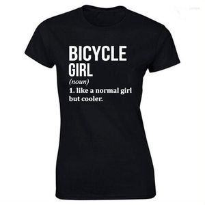 Kvinnors T-skjortor Summer Bicycle Girl O-hals Kort ärm T-shirt Kvinnlig Kvinna Rolig cykelcykel Cyklist Cycling Cotton Top Tshirt