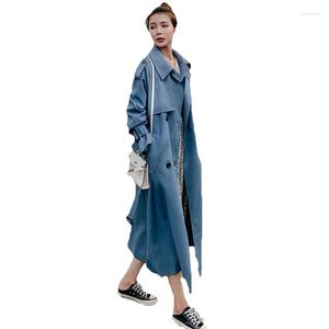 Women's Trench Coats Women's 2022 Fashion Women Coat Beige Long Double-Breasted With Belt Spring Autumn Lady Female Outerwear Quality