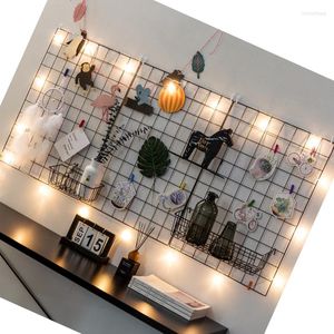 Hooks Modern Home Wall Decoration Iron Grid Decor Po Frame Art Display Mesh Storage Shelf Organizer Postcards DIY Note Board