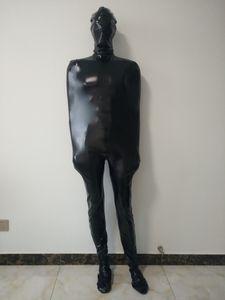 Męskie kostiumy Catsuit Seksowne czarne błyszczące metalowy spandex zentai garnitur dla dorosłych cosplay podzielony noga mumia fantazyjna sukienka bez wewnętrznego rękawa może zdejmować maskę