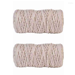 Clothing Yarn 2Pcs 3mmx200M Natural Handmade Cotton Cord Macrame Rope Diy Wall Hanging Plant Hanger Craft String Knitting
