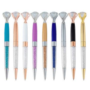 Diamond Pen Big Crystal Ballpoint Pens Stationery Ballpen Oily Rotate Twisty Black Refill