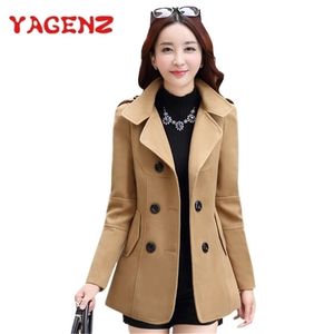 Wełniane mieszanki damskiej ubrania zimowe Yagenz Krótki płaszcz Koreańska jesień en mody podwójna kurtka elegancka mieszanka 77 220912