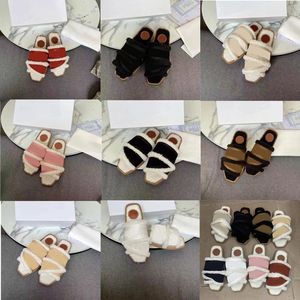 Retro Slippers Sandals Wool choles Shoes Slipper Flip Flops Designer Woody Women Flat Chloee tick Plush chloe Winter Indoor CHLOE Warm Leather Fox Fur Woman Slide