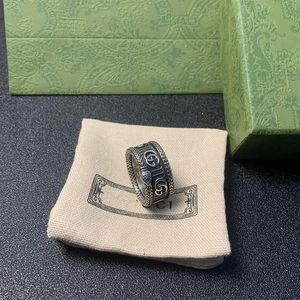 Gujialing Snake Double G Ring Thai Silver Old Stripe Wide Edition for Men and Women Fashion284E