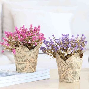 Faux Floral Greenery Artificial Flower Vase Lavender Babybreath Simulation Flannel Plastic Flower Home Table Decoration For Wedding Christmas J220906