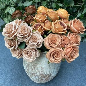 Decorative Flowers Roses Bouquet Rose Artificial Flower Fake Silk Wedding Roses Decoration Party Display Floral Gift