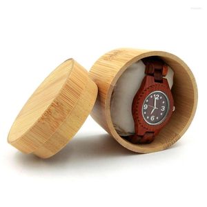 Uhrenboxen 2022 Großhandel Luxus Innovative Runde Holz Bambus Holz Retro Display Box Aufbewahrung Drop