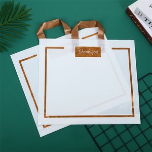 Papel de regalo 50 unids/lote, bolsa de regalo de agradecimiento con asa, bolsa de compras con estampado de flores de peonía para ropa, pelucas, soporte de embalaje personalizado 220913