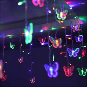 Strings AC 3.5m 96 Heads Light Butterfly String Lights Gordijn Decor Waterproof Christmas Day Holiday Decoration EU Plug/US Plug