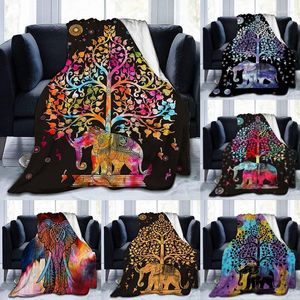 Decken, Überwurf, Fleecedecke für Sofa, Bett, Mandala, Elefant, Indien-Stil, Galaxie, Baum, Buch, Wandteppich