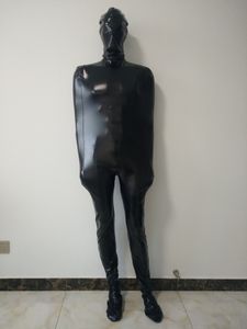 Herren-Catsuit-Kostüme, sexy, schwarz, glänzend, metallisch, Spandex-Zentai-Anzug, für Erwachsene, Cosplay, geteiltes Bein, Mumien-Kostüm, mit Innenarm-Ärmel und abnehmbarer Maske