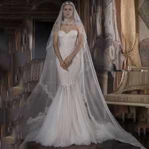 Classic Mermaid Wedding Dress Sweetheart Sleeveless Strapless 3D Lace Appliques Sequins Beaded Floor Length Lace Ruffles Bridal Gowns Plus Size Vestido de novia
