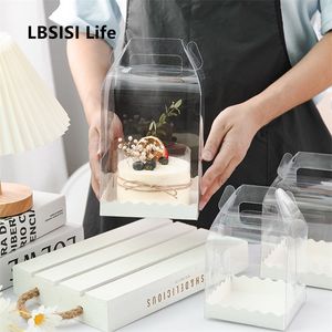 Gift Wrap LBSISI Life 10pcs Birthday Decoration Transparent Cake Box Baby Show Gift Package Cookies Bakery Cake Donuts Supplies Boxes 220913