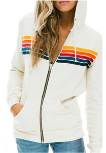 tasarımcılar hoodie Kapşonlu sweatshirt Bayan erkek Hoodies Sweatshirt Kadın Moda Hoody Büyük Boy Gökkuşağı Çizgili Uzun Kollu Sweatshirt Fermuar Cebi Ceket Ceket
