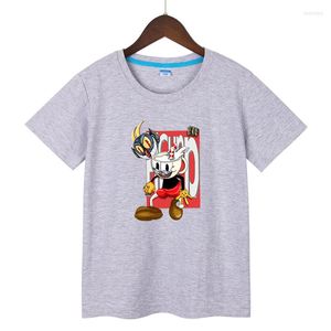 Men's T Shirts Kids Cool Cuphead Mugman Print T-Shirt Harajuku Casual Boys Grls Short Sleeve Tshirts Cotton Summer Baby Children Clothes