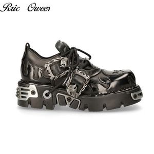 Boots Rric Owees Flame Carved Metal Punk Platform Rock Shoes Mens Womens Same Thicksoled Casual Wearresistant Laces 220913