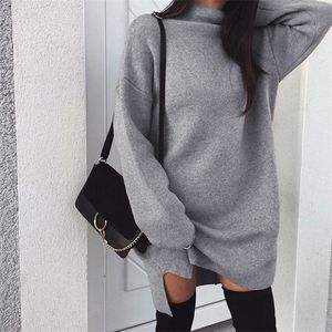 Sıradan Elbiseler Autumnwinter Sweatshirt Kadınların Düz Renk O Boyun Cep Sıcak Kısa Uzun Kollu Temel Kazak Vestidos 220913