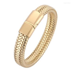 Link Bracelets High Quality Leather Rope Handle Titanium Steel Men's Braided Bracelet Wire Mens Jewelry