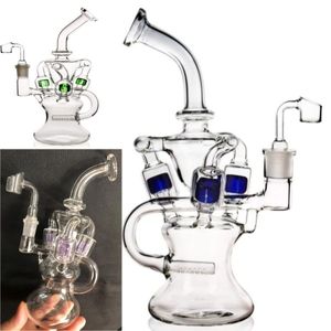 Recycler perc Smoking Hookahs glass Bongs Bubbler Percolator Glass water pipe 14mm pyrex oil burner pipes