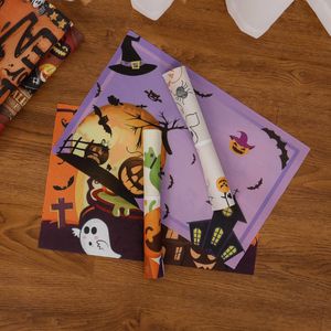 PVC Placemats Mats Pads Halloween Tecida Decora￧￣o de f￩rias Tabels isolados Mats Coasters de ab￳bora