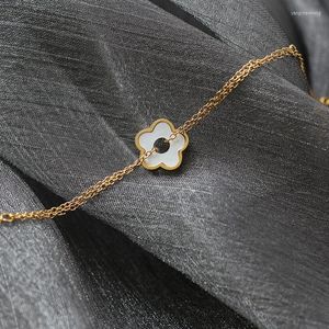 Bağlantı Bilezikleri Beyaz Kabuk Daisy Çiçek Toka Bilezik Çelik Pulseira Feminina Hawaii Mücevher Tasarımcı Armbandjes için