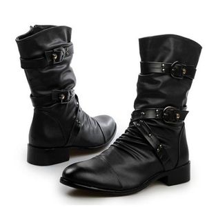 Stiefel Hohe Qualität Männer Leder Basic Biker Schwarz Punk Rock Schuhe Frauen Größe 3548 220913