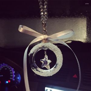 Decorações de interiores transparente Crystal Bowknot Car Mirror Star Ornamentos de Diamo