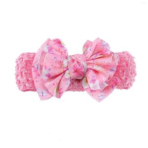 Hair Accessories Toddler Baby Girls Flower Headband Floral Prints Bowknot Elastic Band For Infant Born Head Bands Pig