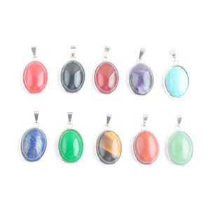 Pendant Necklaces Natural Gemstone Tiny Pendants Oval Beads Amethyst Tigers Eye Lapis Lazi Opal Aventurine Charms Fit Earrin Yydhhome Dh3Xz