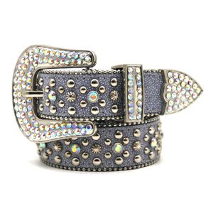 Fashion Women Men Western Rhinestone Studded Leather Belt Unisex Bling Cowgirl Cowboy Waist Belt for Jeans Pants Dress