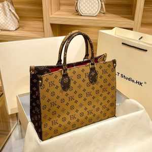 탑 ONTHEGO 핸드백 토트 여성 가죽 어깨 가방 Leopard Splicing Crossbody Bag louiseity 메신저 백 viutonity 핸드백 지갑 M45321