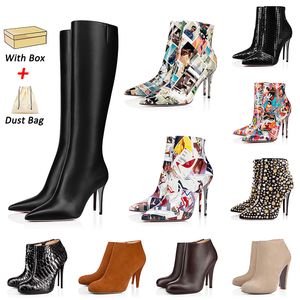 2022 designer women over the knee boots lady sexy pointed toe pumps fashion style high heels boot ankle short booties luxury red bottoms