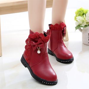 Boots Bow Lace Kids Ankle Boots For Big Girls Winter Fashion Snow Boots Children Princess Non-Slip Shoes 4 5 6 7 8 9 10 11 12 Years 220913