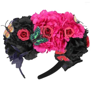 Bandanas Flower Hair Headband Headpiece Hoop RoseWomenfloral Fashion Headwear pannbandsbutterfly Crowns Festival Girls Decoration Wreat