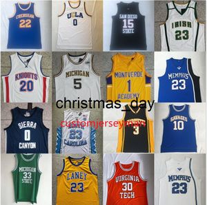 College-Basketball-Trikot Ney High School M.j 12 Morant 0 Westbrook Durant Rose 25 Curry O-Trikots Booker genäht ANTHONY Leonard irischer individueller Name S-5XL