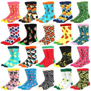 Männer Socken Männer Cartoon Socken Anime lustige glückliche Persönlichkeit Frucht Rhombus Crew Herren Sox Hip Hop Street Mode Skarpety Long