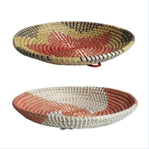 MATS PADS MATS PADS 2 PCS ROUND WOVEN PLACEMATS NATURAL ST編組非滑り織りA Bドロップ配達2021ホームガーデンキッチンディンディール