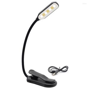 Bordslampor laddningsbara bok Light Mini 7 LED-l￤sning 3-niv￥ varm cool vit flexibel enkel klipplampa L￤s natt