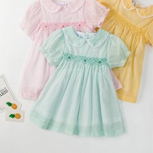 Vestidos de menina garotas espanholas vestido bobagem de princesa smock tule 2022 crianças verão roupas fofas roupas de bordado infantil