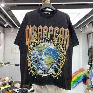 メンズTシャツグローブプリントTシャツ男性女性高品質のヘビーファブリックナイスウォッシュカジュアルトップティーTシャツT220909