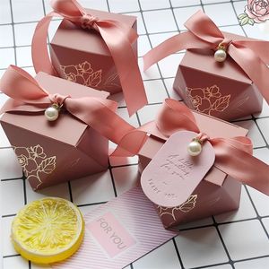 Present Wrap Gift Box Diamond Paper Candy Boxes Chocolate Packaging Baby Shower Pink Bags Birthday Party Wedding Favors Decoration For Guests 220913