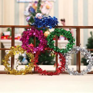 Flores decorativas Multi-Color Christmas Rattan Garland Decoration El Shopping Center Tree pendurada colorido Plastic Little Pentagrama